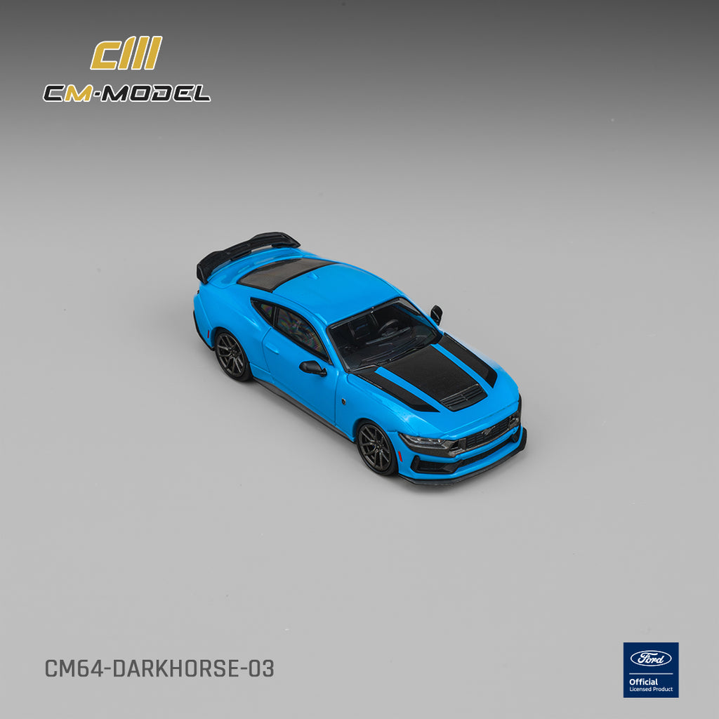 (Coming Soon) CM MODEL 1/64 Ford Darkhorse Grabber Blue with Black Hood Stripes