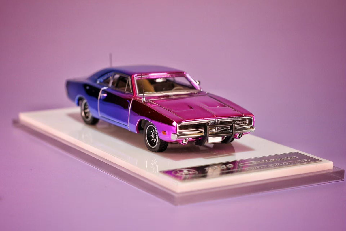 (Coming Soon) LSMODEL 1/64 1969 Dodge Charger - Chrome Iridescent (Blue/Purple)