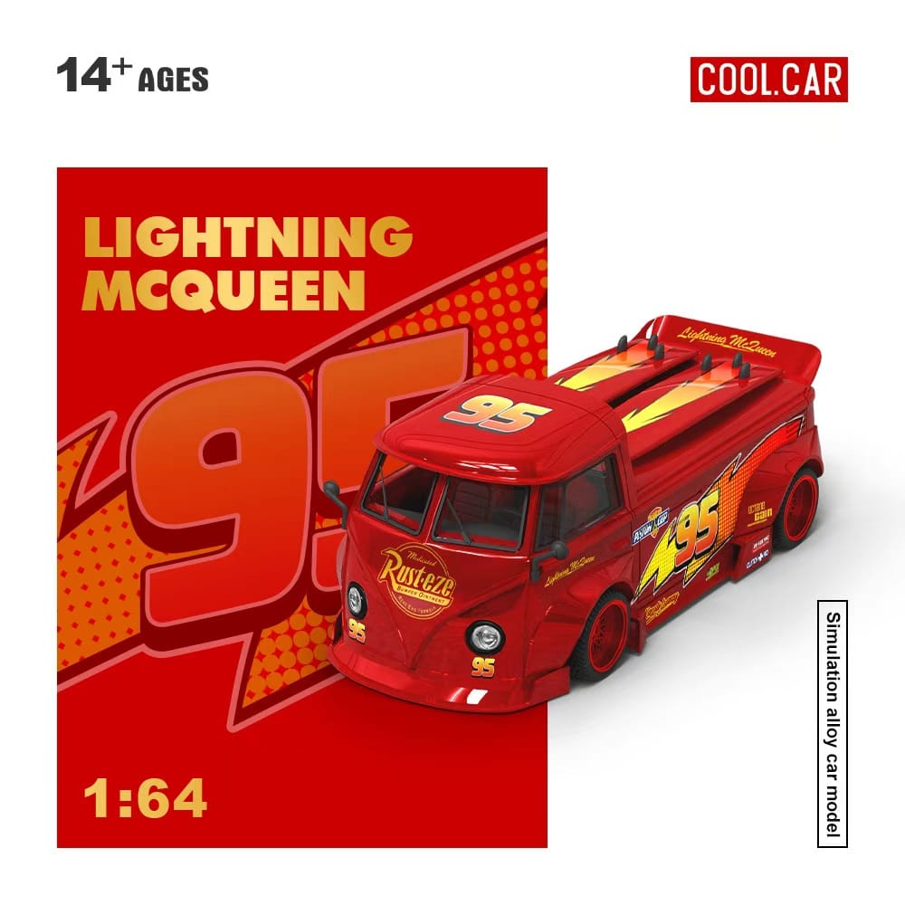 (Coming Soon) COOLCAR 1:64 VW T1 Pickup Lightning McQueen Livery Diecast