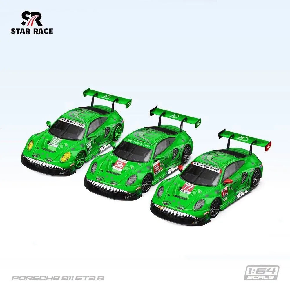 (Coming Soon) STARRACE 1:64 Porsche 911 GT3 T-Rex Three-Car Set - #56, #77, #80