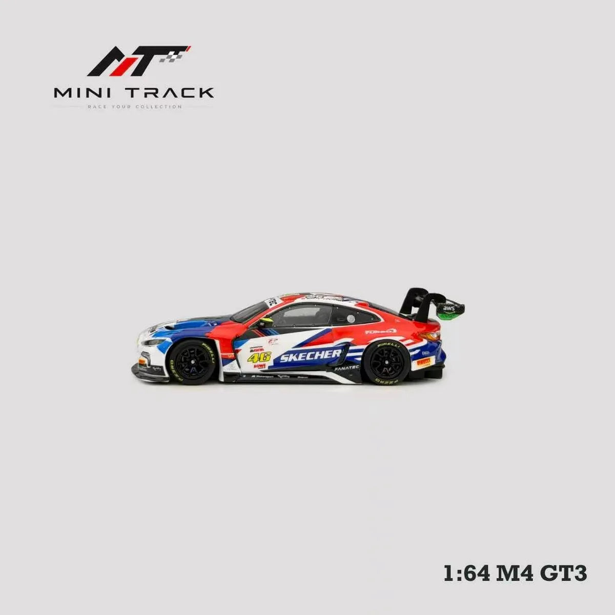 (Coming Soon) MINITRACK 1:64 M4 2nd Generation G82 GT3 Blue-White Racing Livery Carriage #46