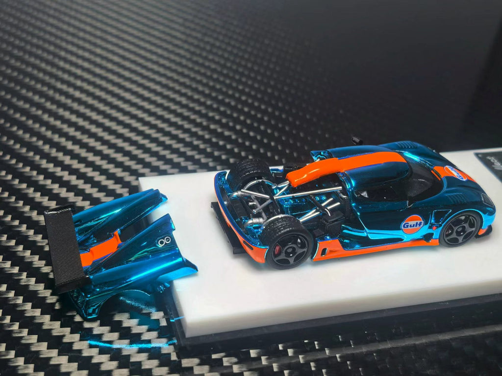 (Coming Soon) MYMODELCOLLECT 1/64 Koenigsegg CCGT Diecast - Chrome Gulf Blue/Orange Edition