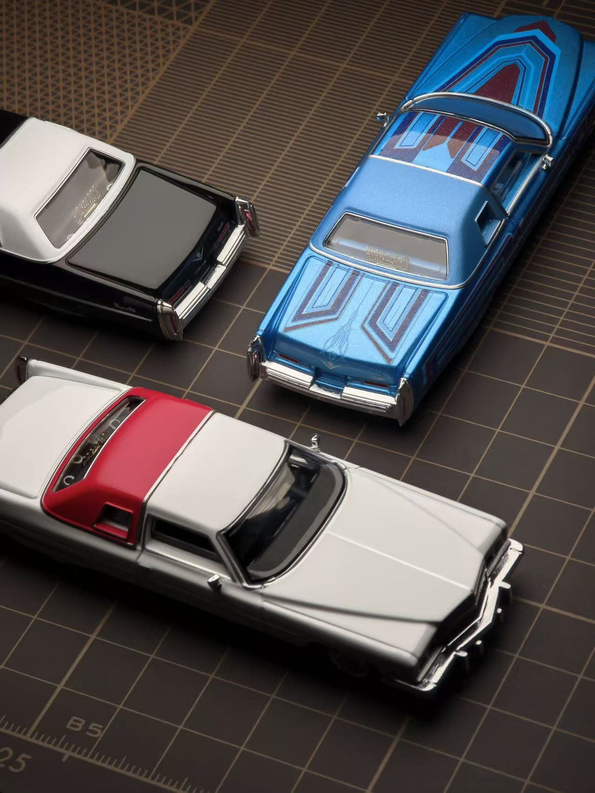 (Coming Soon) 97M 1:64 1975 Cadillac Coupe DeVille Lowrider Gloss Black with White roof