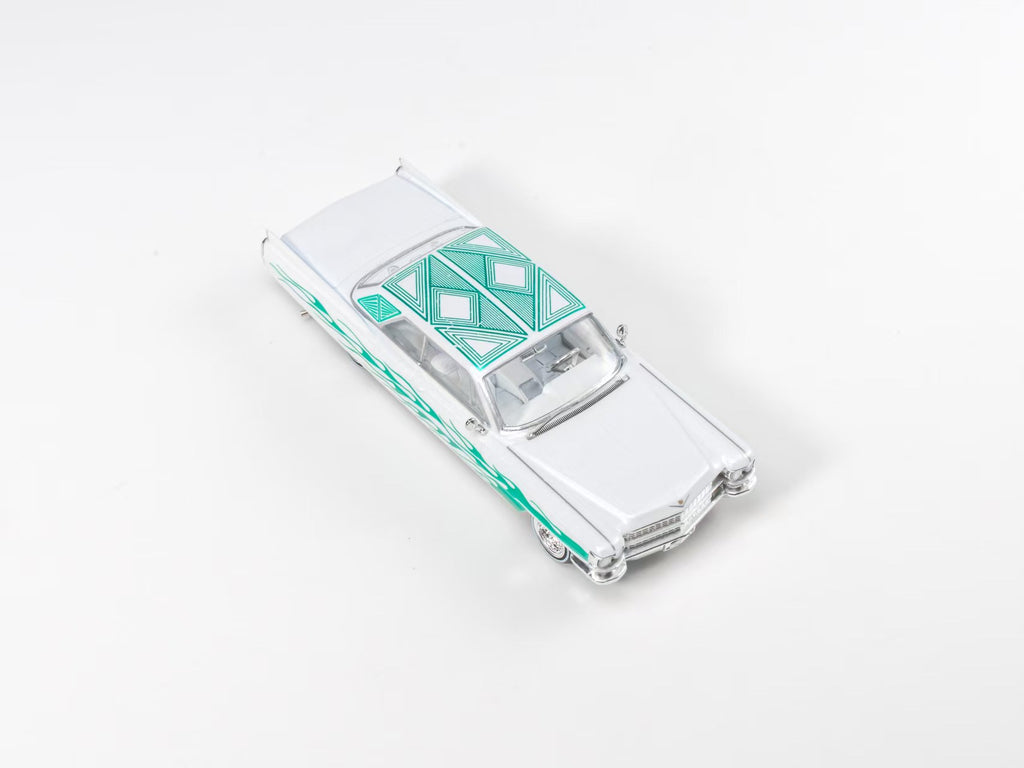 (Coming Soon) 97M 1:64 1964 Cadillac Coupe Deville Low Rider Pearl White with Flame Pattern