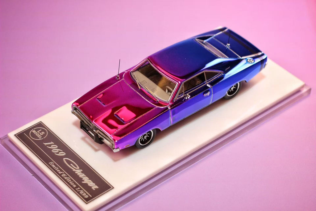 (Coming Soon) LSMODEL 1/64 1969 Dodge Charger - Chrome Iridescent (Blue/Purple)