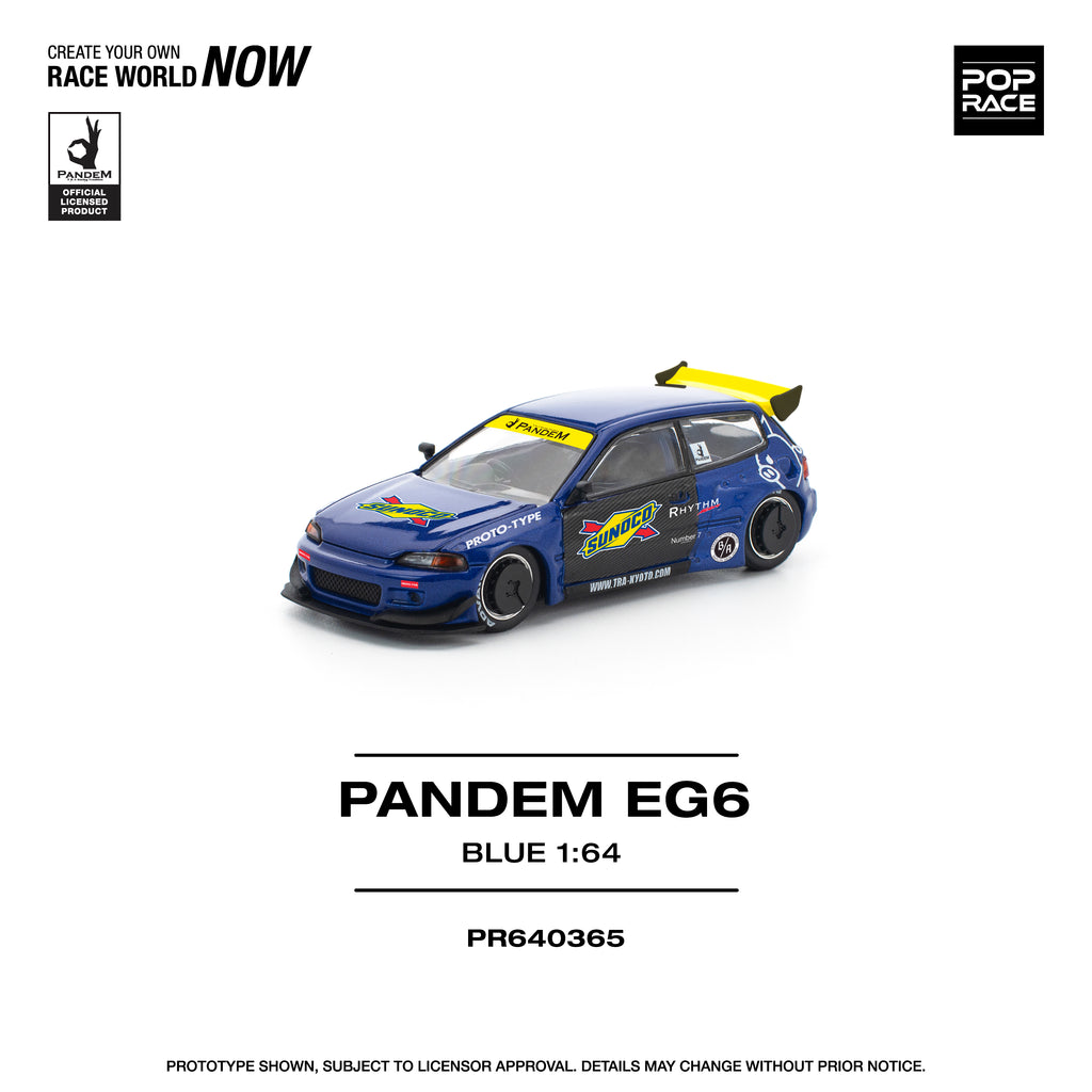 (Coming Soon) POPRACE 1/64 PANDEM Civic EG6 Blue/Black