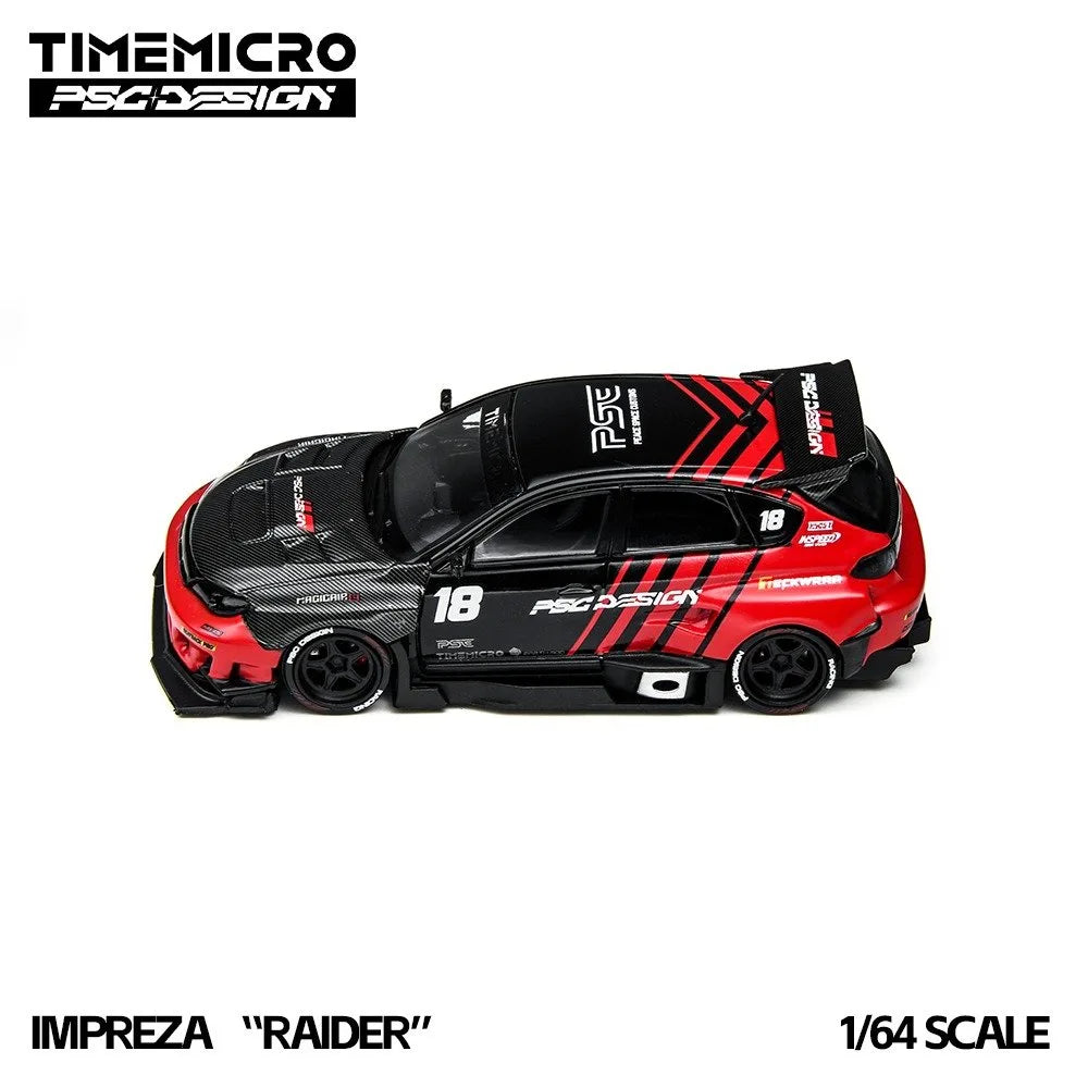 (Coming Soon) TIMEMICRO × PSC DESIGN 1:64 Impreza "Raider" Red & Black