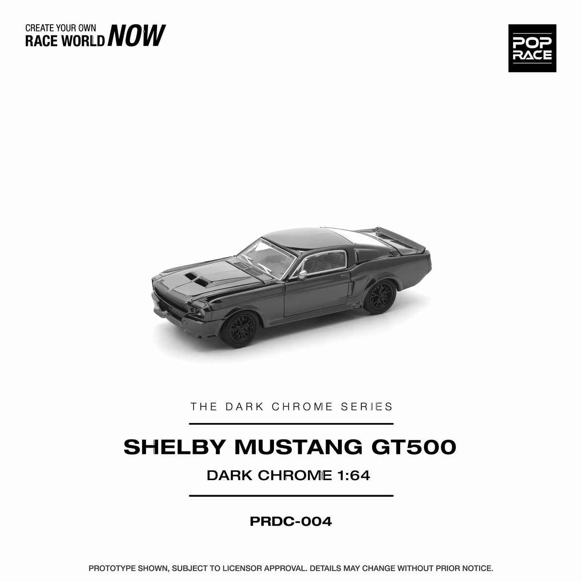 (Coming Soon) POPRACE 1:64 Ford Shelby Mustang GT500 - Dark Chrome