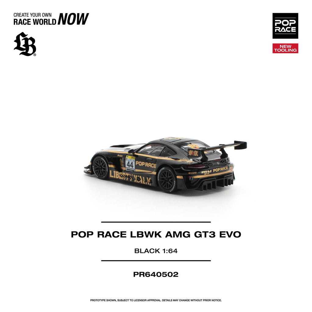 (Pre-Order) POPRACE 1/64 POP RACE LBWK AMG GT3 EVO - BLACK **DEADLINE JULY 31st,2026**