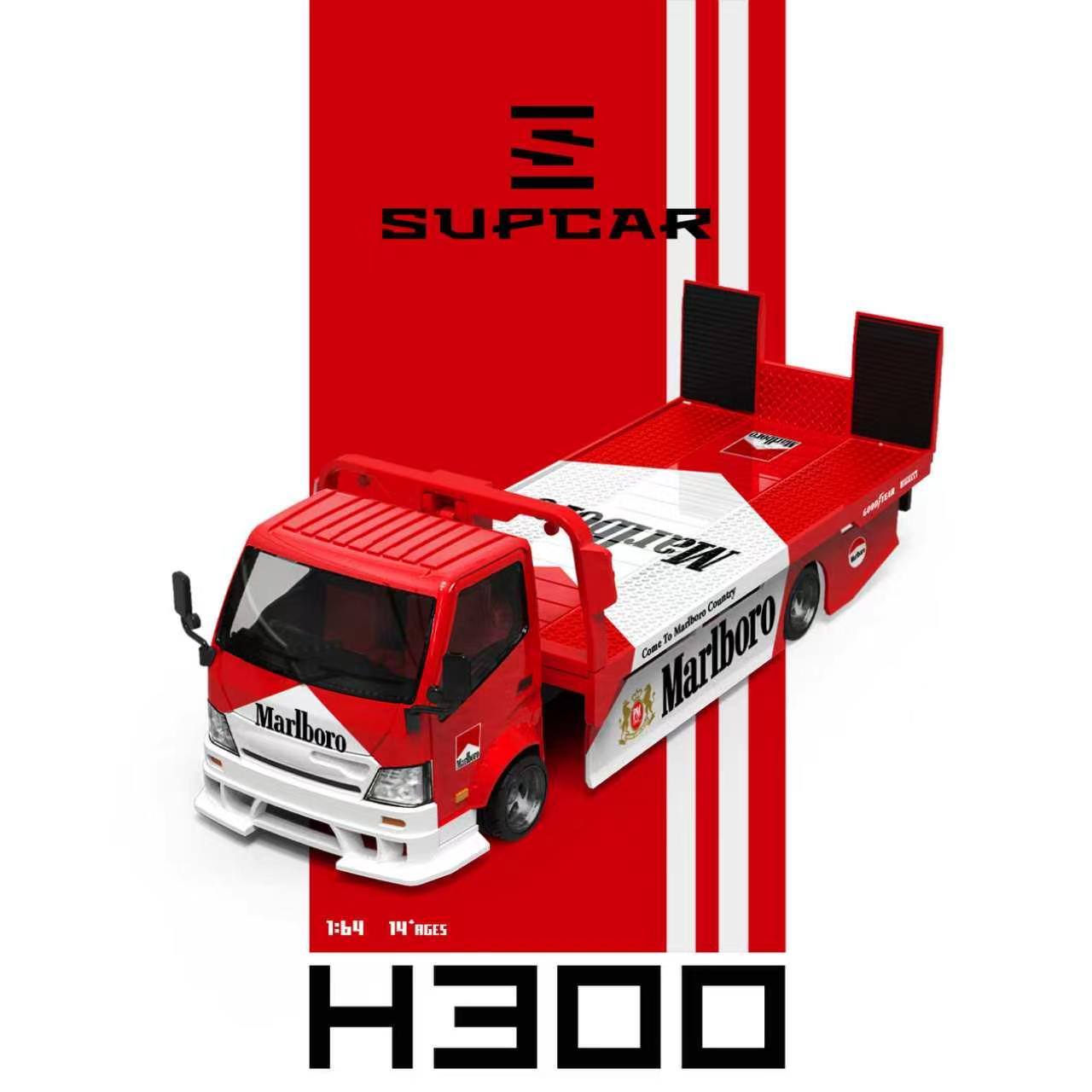 (Coming Soon) SUPCAR 1/64 H300 Flatbed Transport Trailer Marlboro livery Diecast Car Model