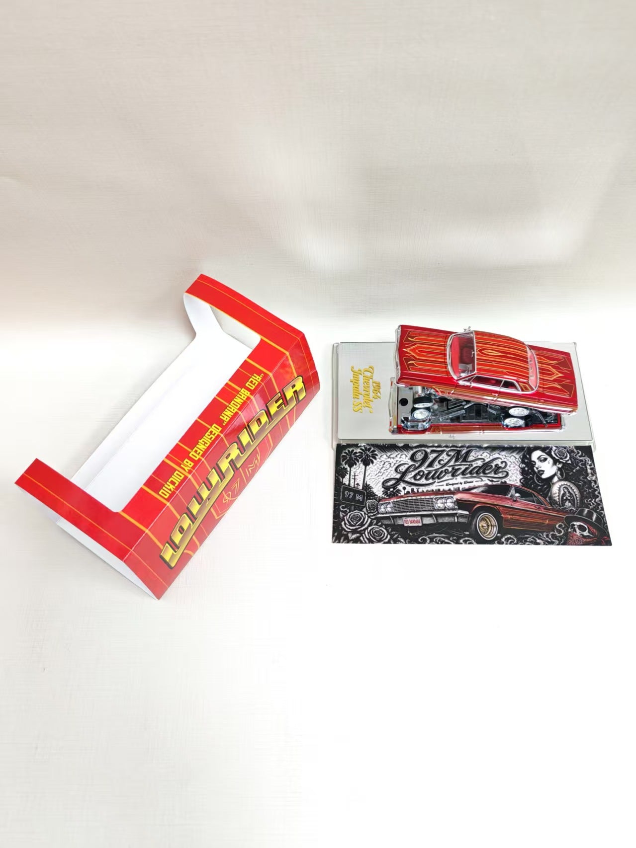 (Coming Soon) 97M 1:64 1964 Chevrolet Impala Low Rider Transparent Red
