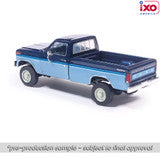 (Coming Soon) IXOAMERICA 1:64 1981 Ford F-150 Custom Explorer Short Bed Styleside 4x2 - Tu-Tone Midnight Blue Metallic and Medium Blue Glow