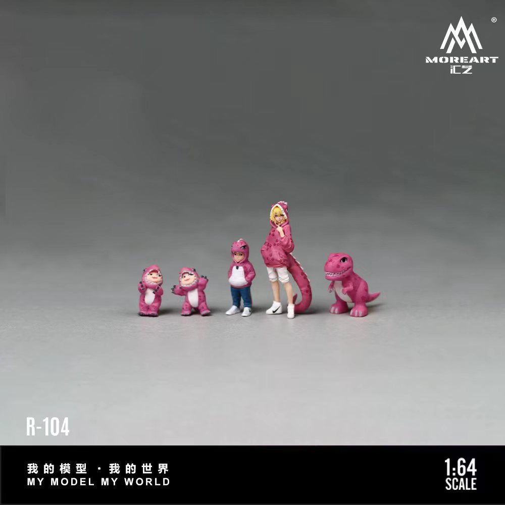 (Comin Soon) MOREART 1:64 PINK DINOSAUR FAMILY FIGURE SET