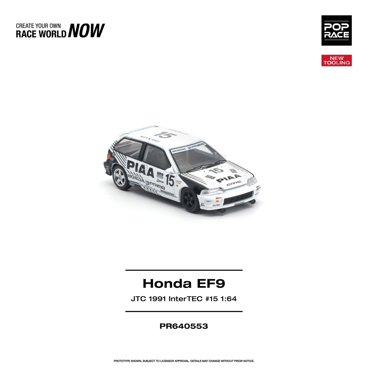 (Coming Soon) POPRACE 1/64 HONDA CIVIC (EF9) #15 JTC 1991 InterTEC NEW TOOLING