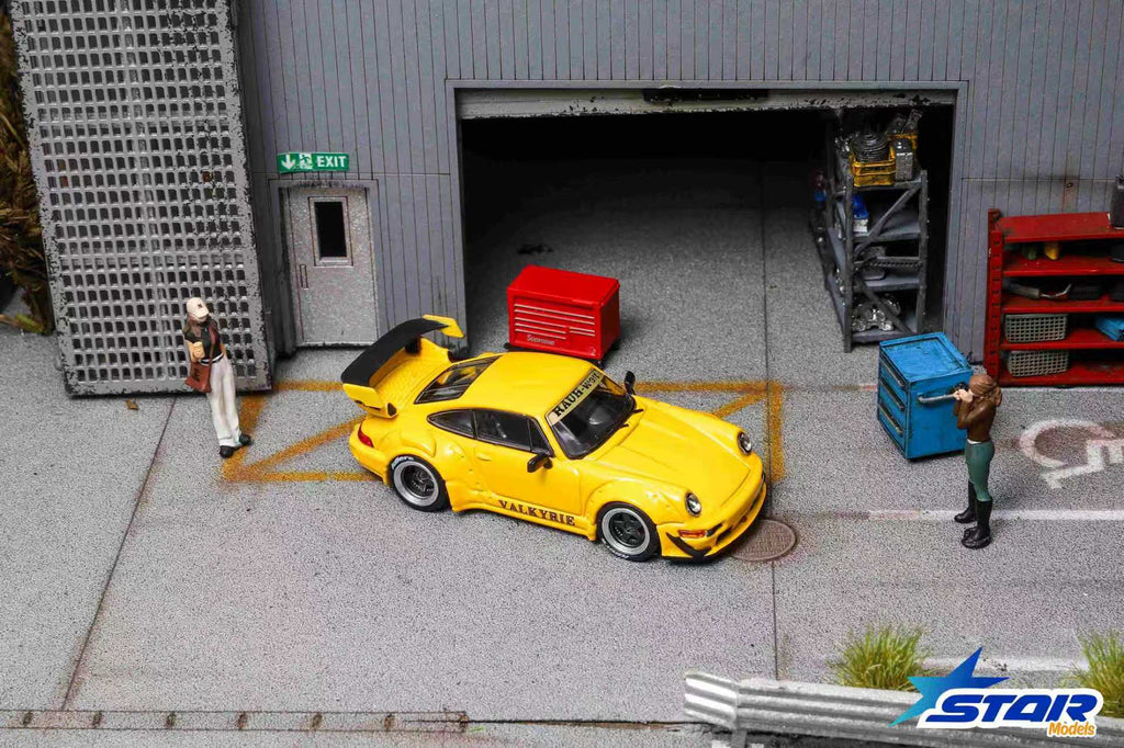 (Pre-Order)STAR MODEL 1:64 Rauh-Welt Widebody Modified RWB964 GT Wing Diecast Model - Valkyrie Yellow