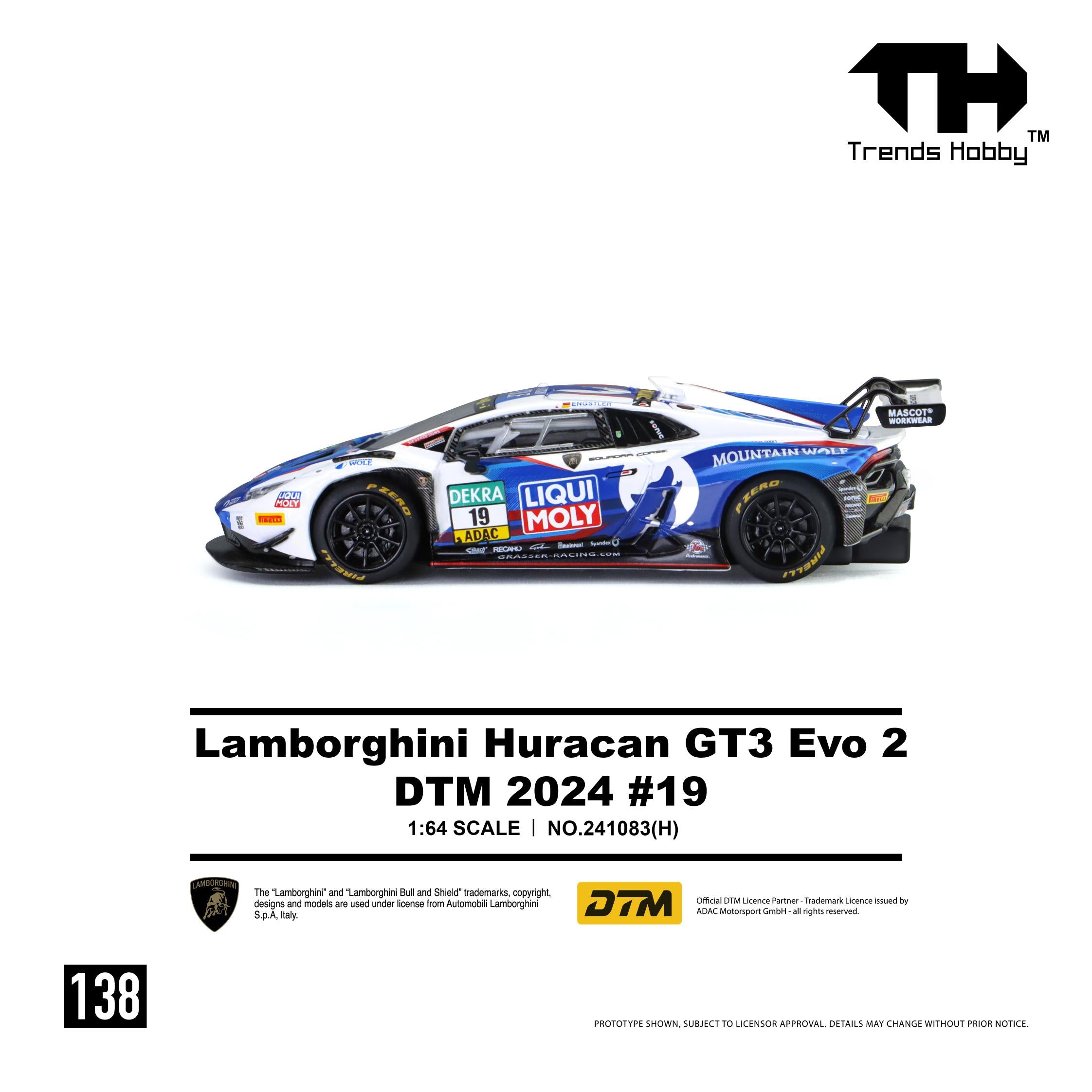 (Coming Soon) TRENDSHOBBY 1/64 Lamborghini Huracan GT3 EVO2 - DTM 2024 #19