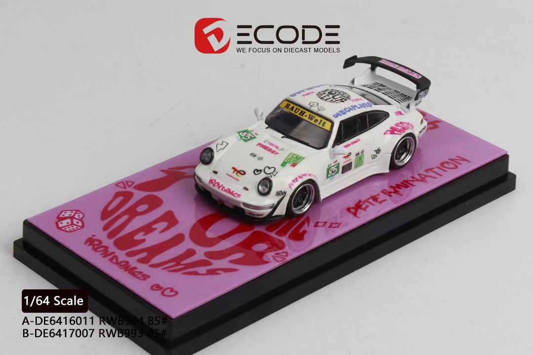 (Coming Soon) DECODE 1:64 Porsche 964 #85 Iron Dames Livery