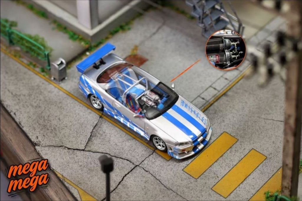(Coming Soon) MEGAMEGA 1:64 Nissan Skyline GT-R R34 - 2 Fast 2 Furious livery