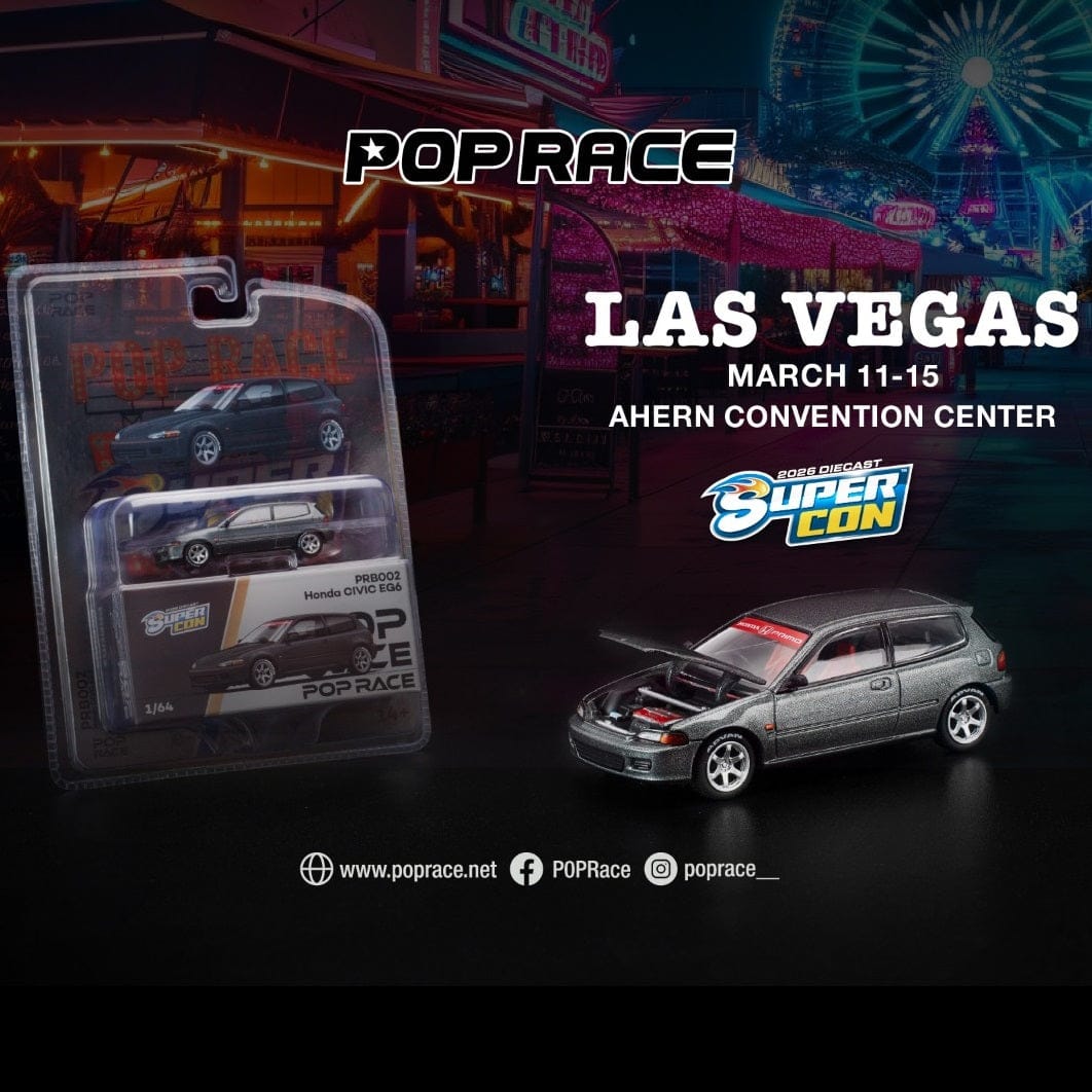 POPRACE 1:64 Honda Civic EG6 Las Vegas Supercon 2026 Edition - Dark Grey