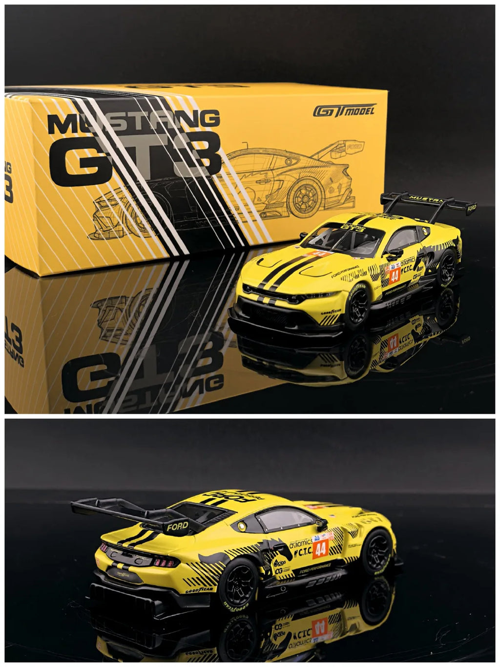 (Coming Soon) GTMODEL 1:64 Ford Mustang GT3 Race Car Yellow #44