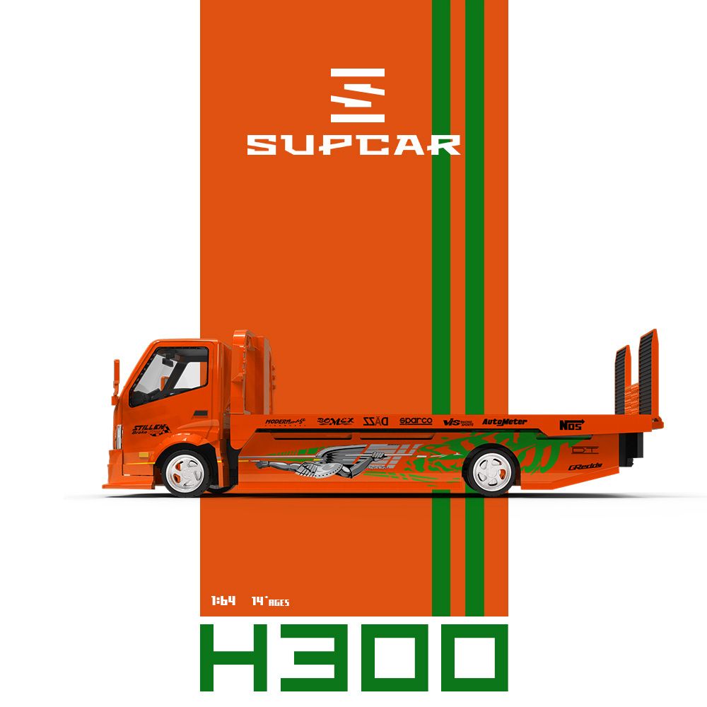 (Pre-Order) SUPCAR 1:64 H300 Flatbed Transport Trailer Fast and Furious Livery **DEADLINE July 1st, 2026**