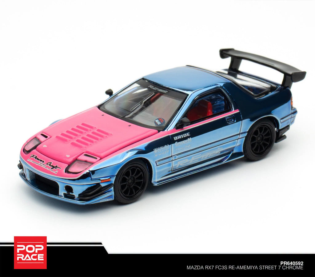 POPRACE 1/64 Mazda RX7 (FC3S) RE-AMEMIYA STREET 7 Chrome