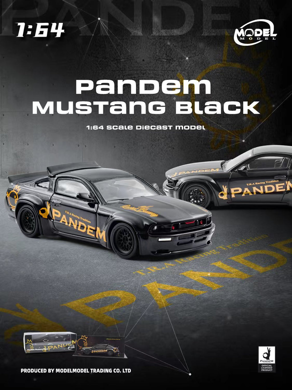 MODELMODEL 1/64 Pandem Mustang Black