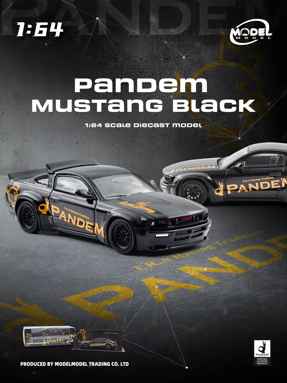 MODELMODEL 1/64 Pandem Mustang Black