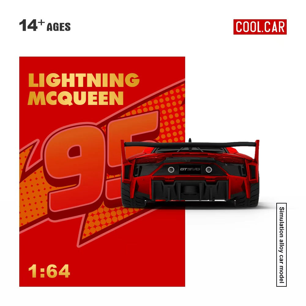 (Coming Soon) COOLCAR 1/64 Lamborghini GTEVO Lighting McQueen Metallic Red