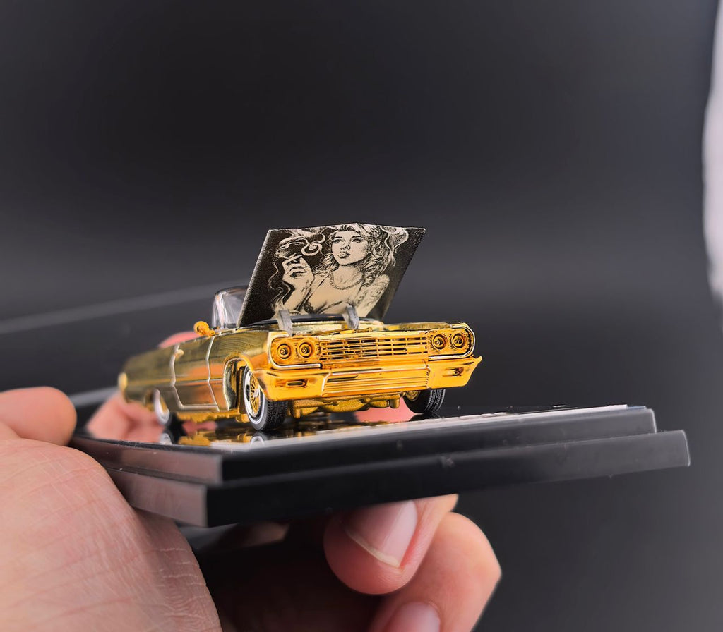 (Coming Soon) FINEWORKS64 1/64 Chevrolet Impala West Coast Bouncing Low Rider Cars Chrome Gold Ordinary Version