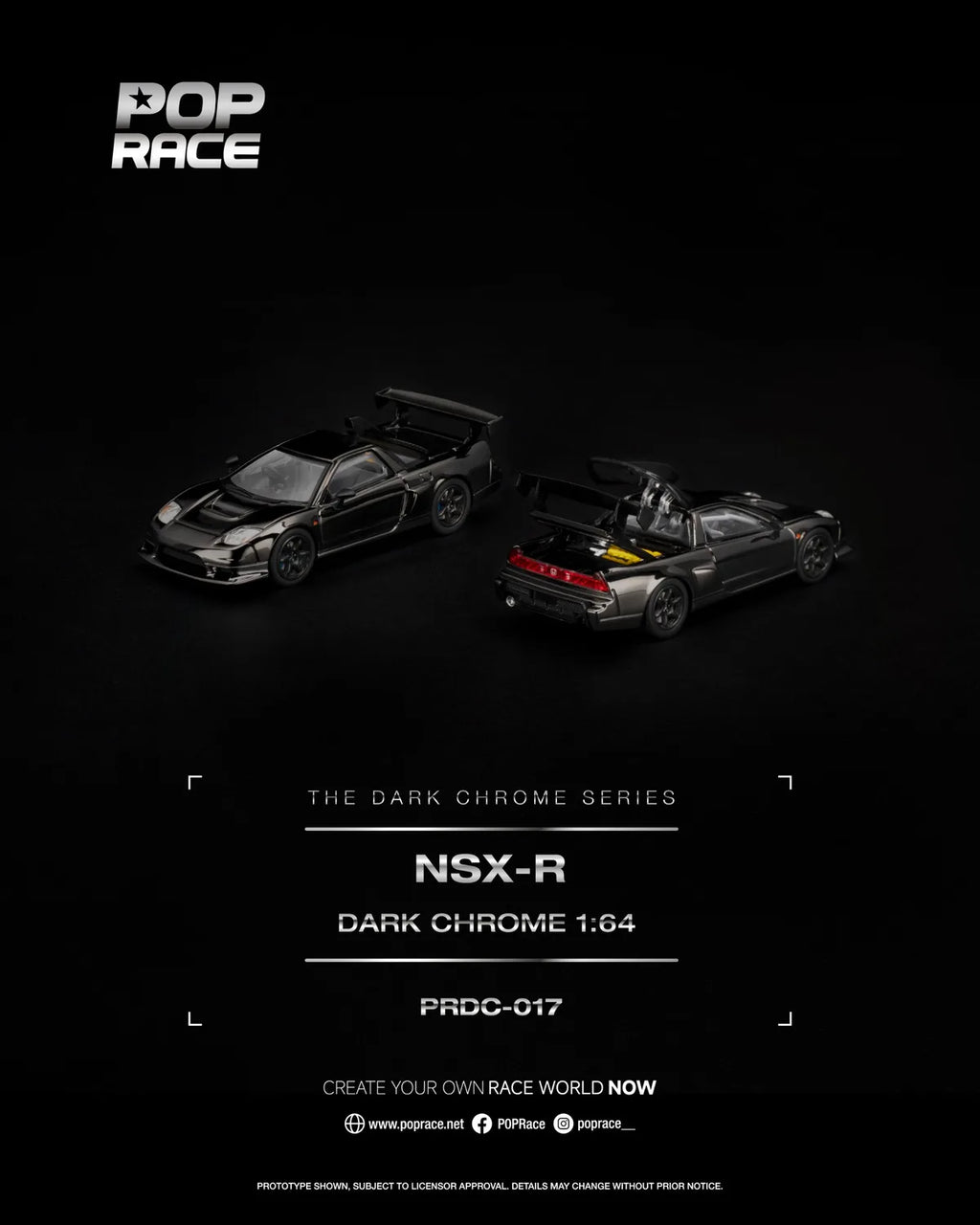 (Coming Soon) POP RACE 1:64 NSX-R DARK CHROME - PRDC-017