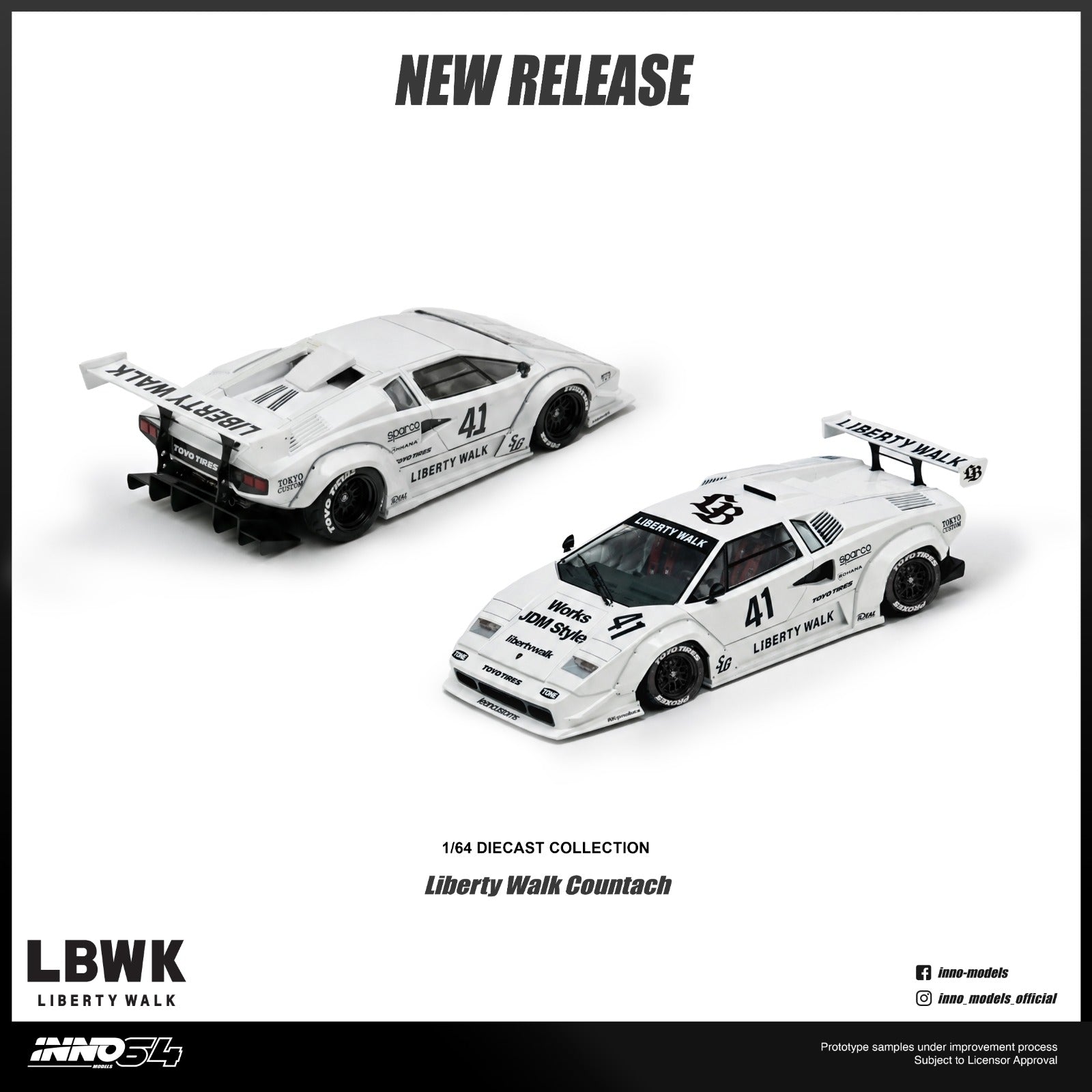 (Coming Soon) INNO64 1/64 LIBERTY WALK COUNTACH **CHASE CARS ARE RANDOMLY PACKED**