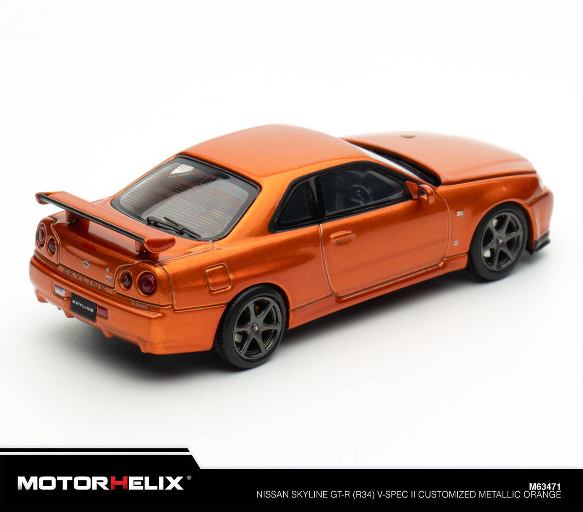 MOTORHELIX 1:64 Nissan Skyline GT-R(R34) V-Spec ll Customized Metallic Orange