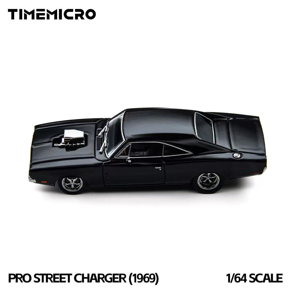 (Coming Soon) TIMEMICRO × PSC DESIGN 1/64 scale PSC Dodge 1969 black Pro Street Charger (1969) Diecast
