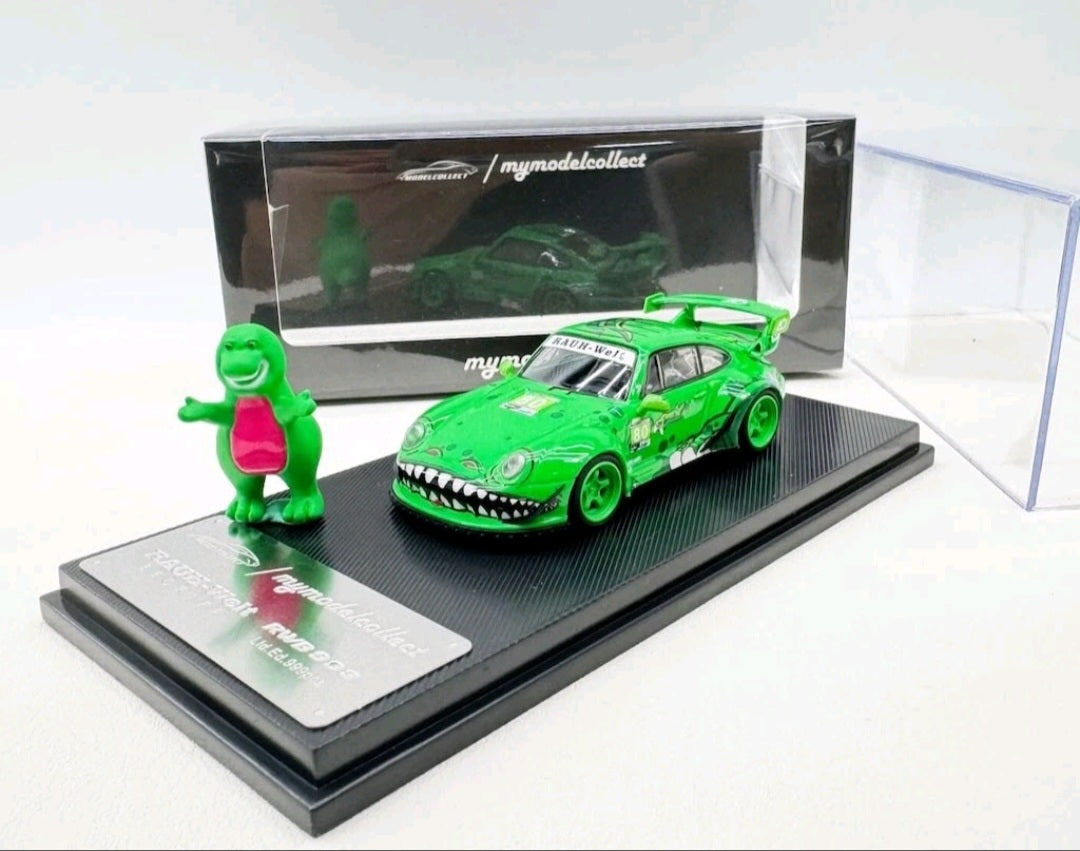 (Coming Soon) MYMODELCOLLECT 1:64 Green Dinosaur RWB 993 + Figure Model