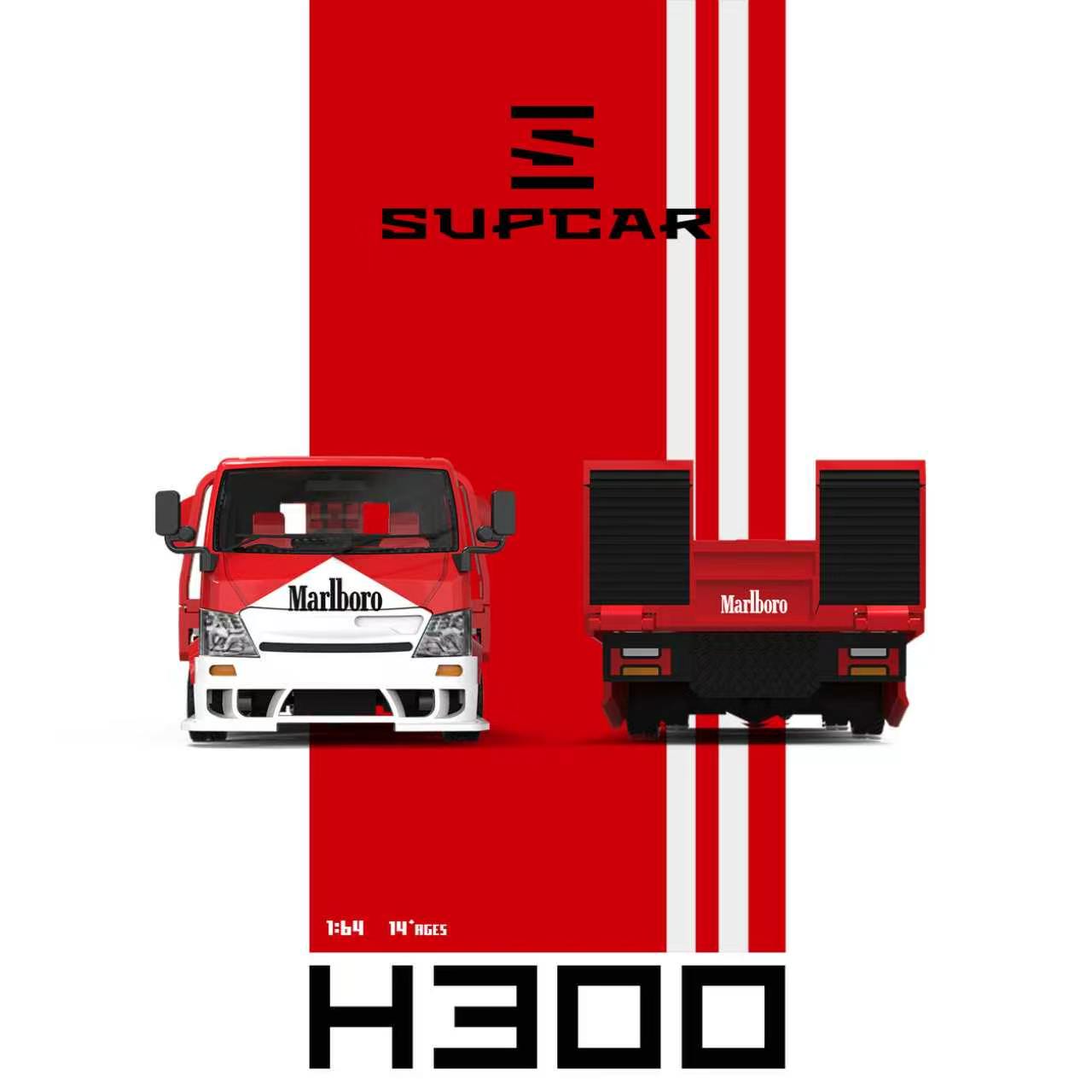 (Coming Soon) SUPCAR 1/64 H300 Flatbed Transport Trailer Marlboro livery Diecast Car Model