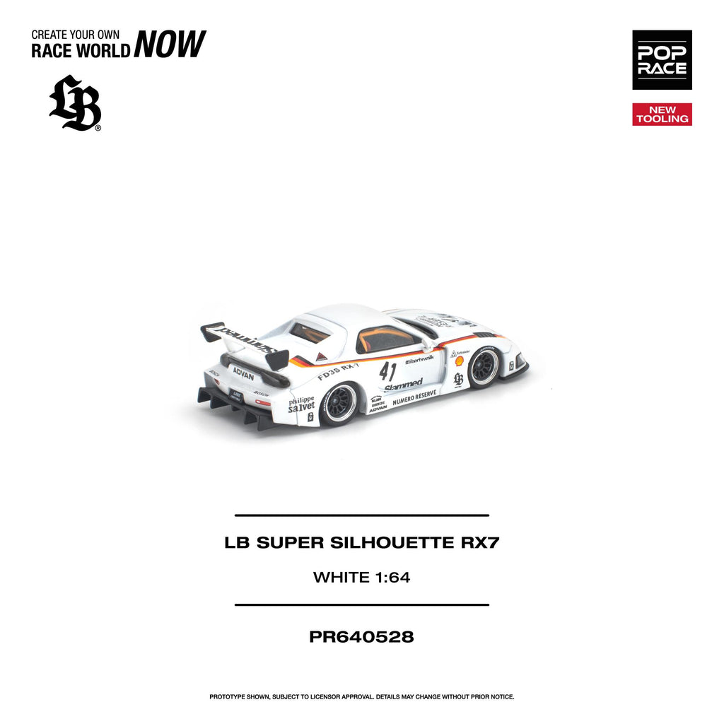 (Pre-Order) POPRACE 1/64 LB Super Silhouette RX7 (FD3S) White NEW TOOLING **(DEADLINE June 27th, 2026)**