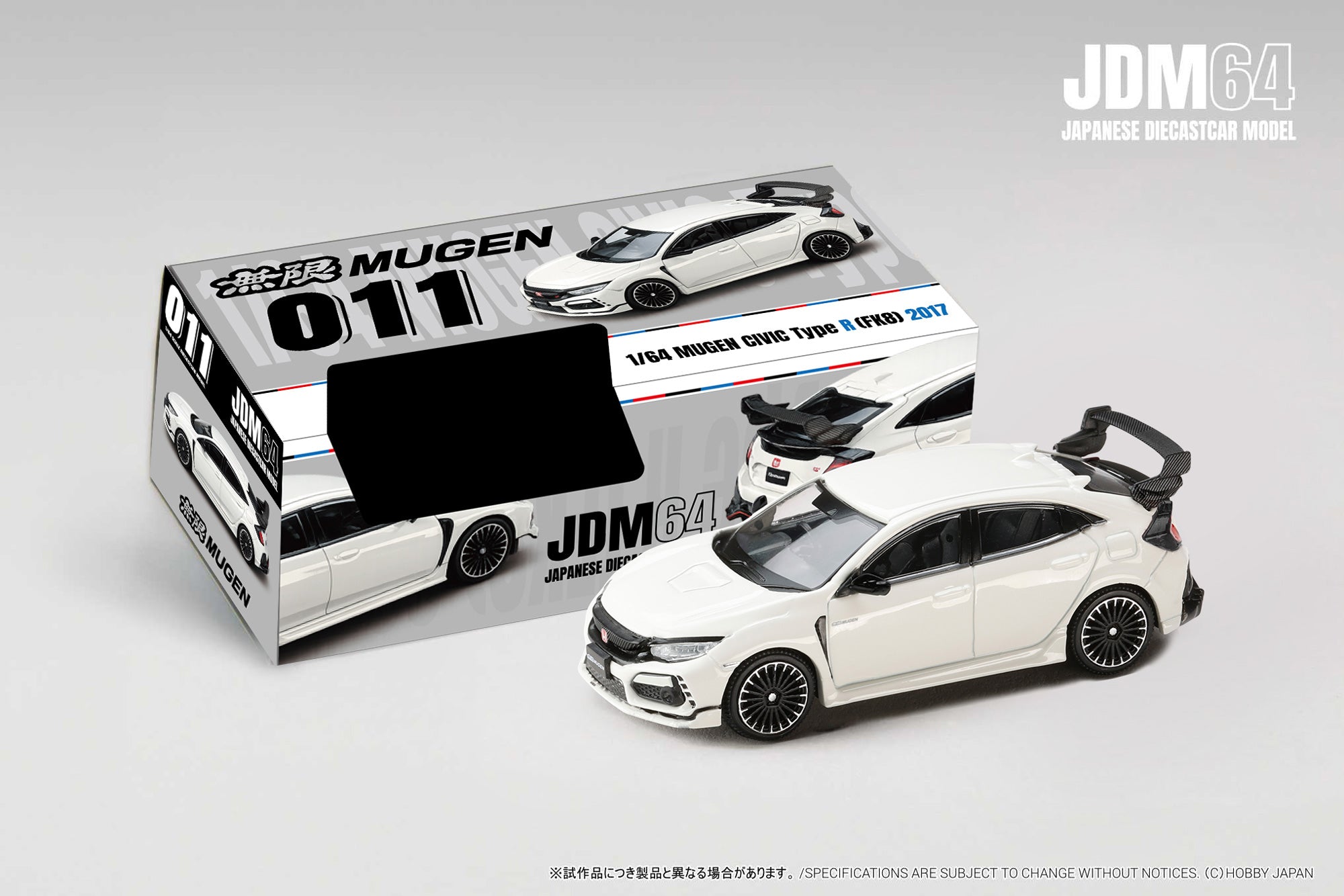 (Coming Soon) HOBBYJAPAN JDM64 1/64 MUGEN CIVIC TYPE R (FK8) 2017 - Championship White