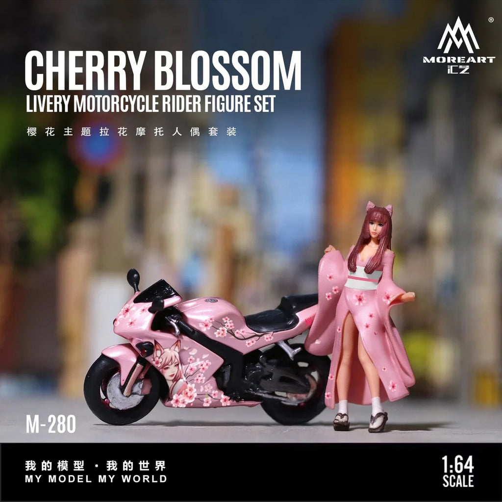 (Coming Soon) MOREART 1:64 Cherry Blossom Theme Painted Motorcycle
