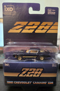IXOAMERICA 1:64 Scale 1981 Chevrolet Camaro Z28 - Dark Blue Metallic with Gold Striping