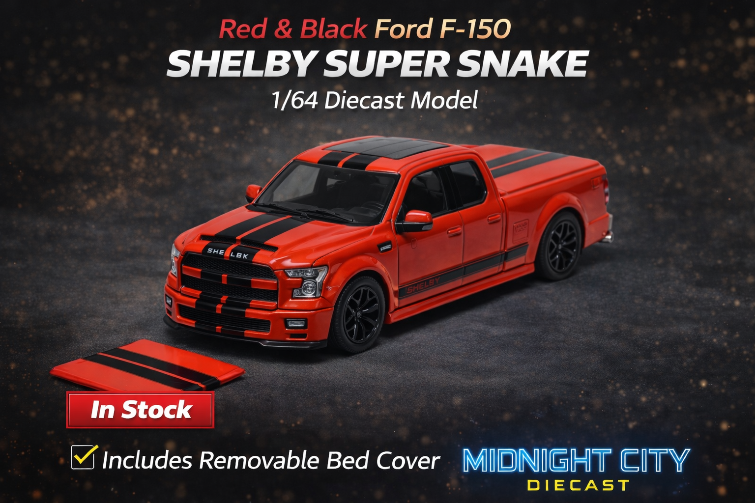 Funny Model 1/64 Ford F150 Super Snake Orange/Black Diecast Model Car