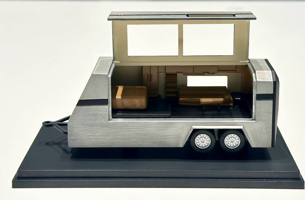 DM Model Tesla Cybertruck + Camper + Cyberquad (Metal Silver) Diecast Car Model Set