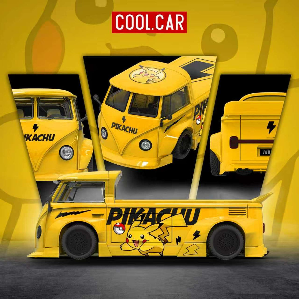(Coming Soon) COOLCAR 1:64 VW T1 Pickup Pikachu Livery Diecast