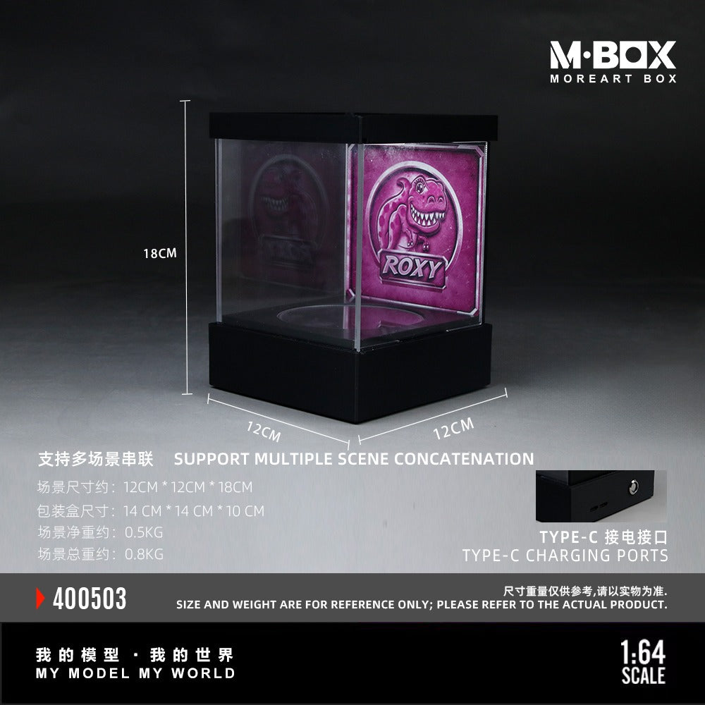 (Coming Soon) MBOX 1/64 DINOSAUR PAINTED LIGHT ROTATING EXHIBITION HALL - Pink Dinosaur