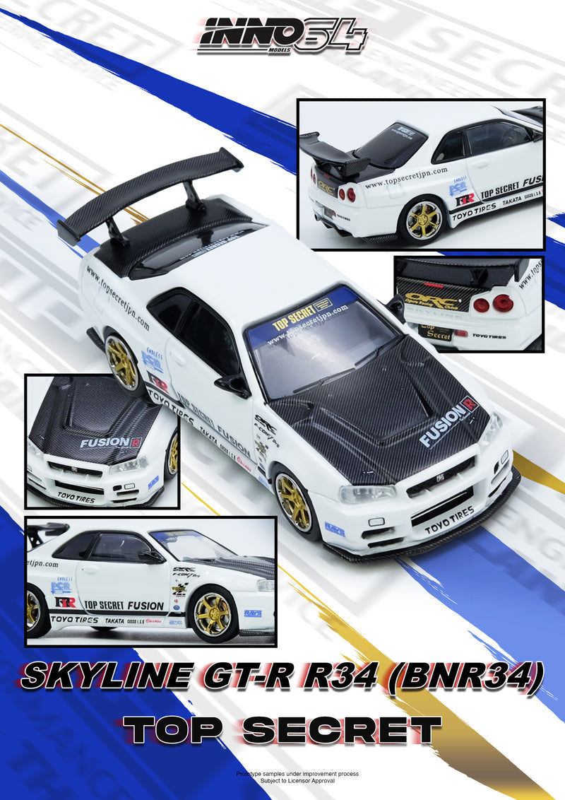 INNO64 1:64 Top Secret Nissan Skyline GT-R R34 in White