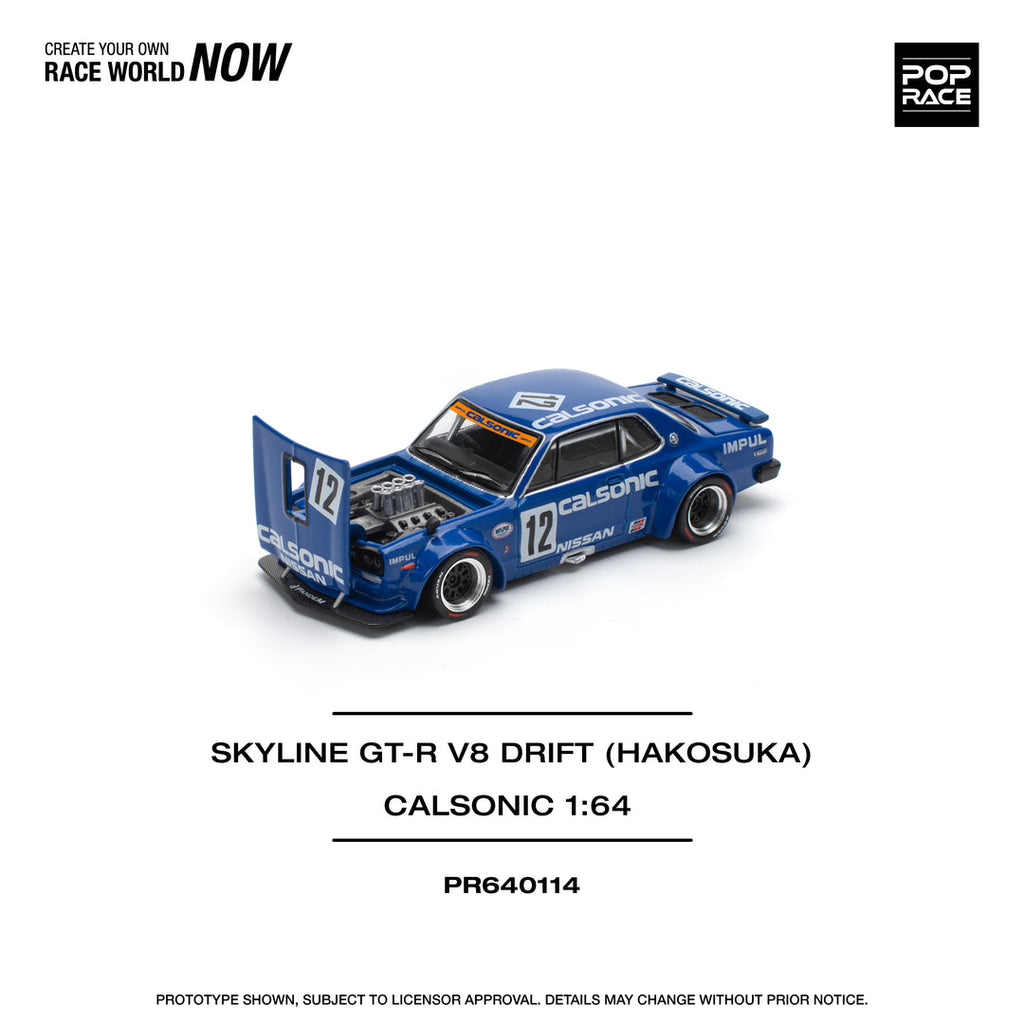 (Coming Soon) POPRACE 1:64 SKYLINE GT-R V8 DRIFT (HAKOSUKA) - CALSONIC