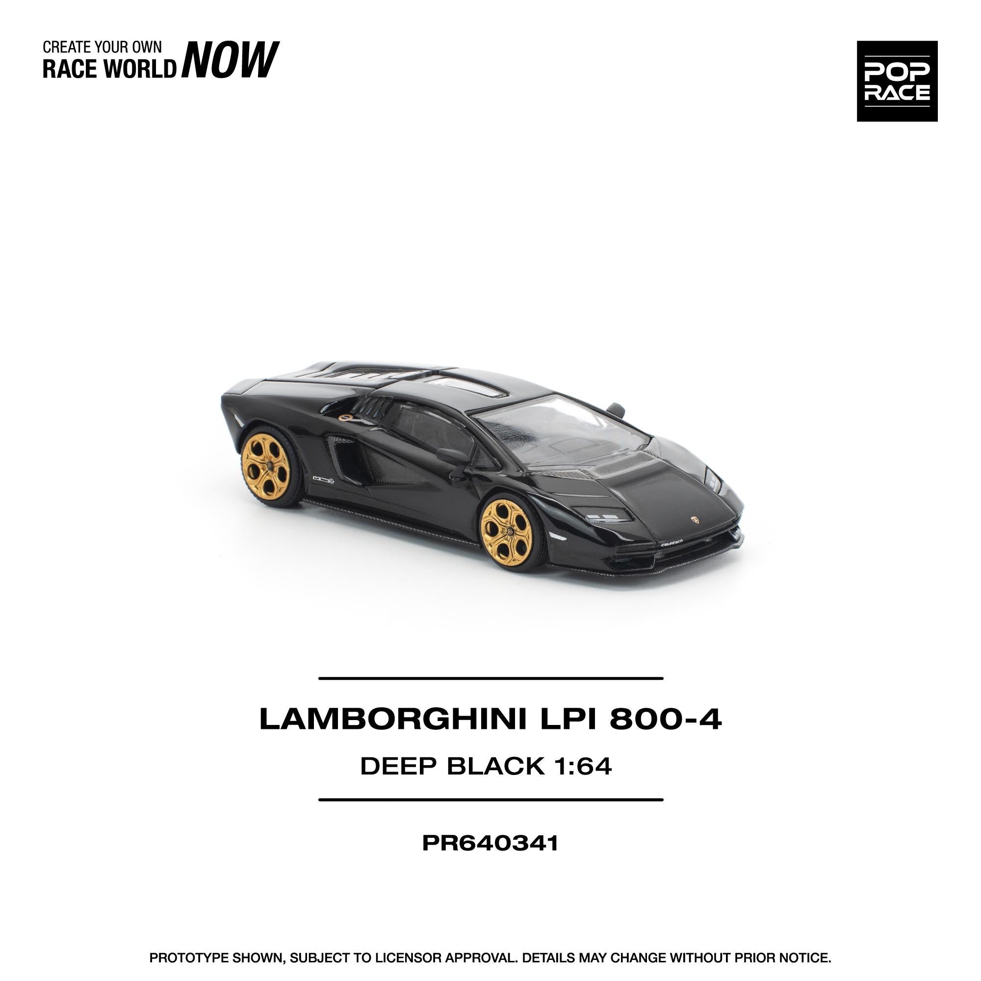 (Coming Soon) POPRACE 1/64 LAMBORGHINI COUNTACH LPI 800-4 DEEP BLACK