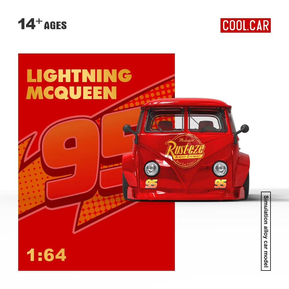 (Coming Soon) COOLCAR 1:64 VW T1 Pickup Lightning McQueen Livery Diecast