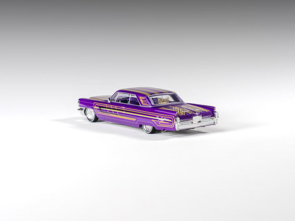 (Coming Soon) 97M 1:64 1964 Cadillac Coupe Deville Low Rider Metallic Purple with Stripes