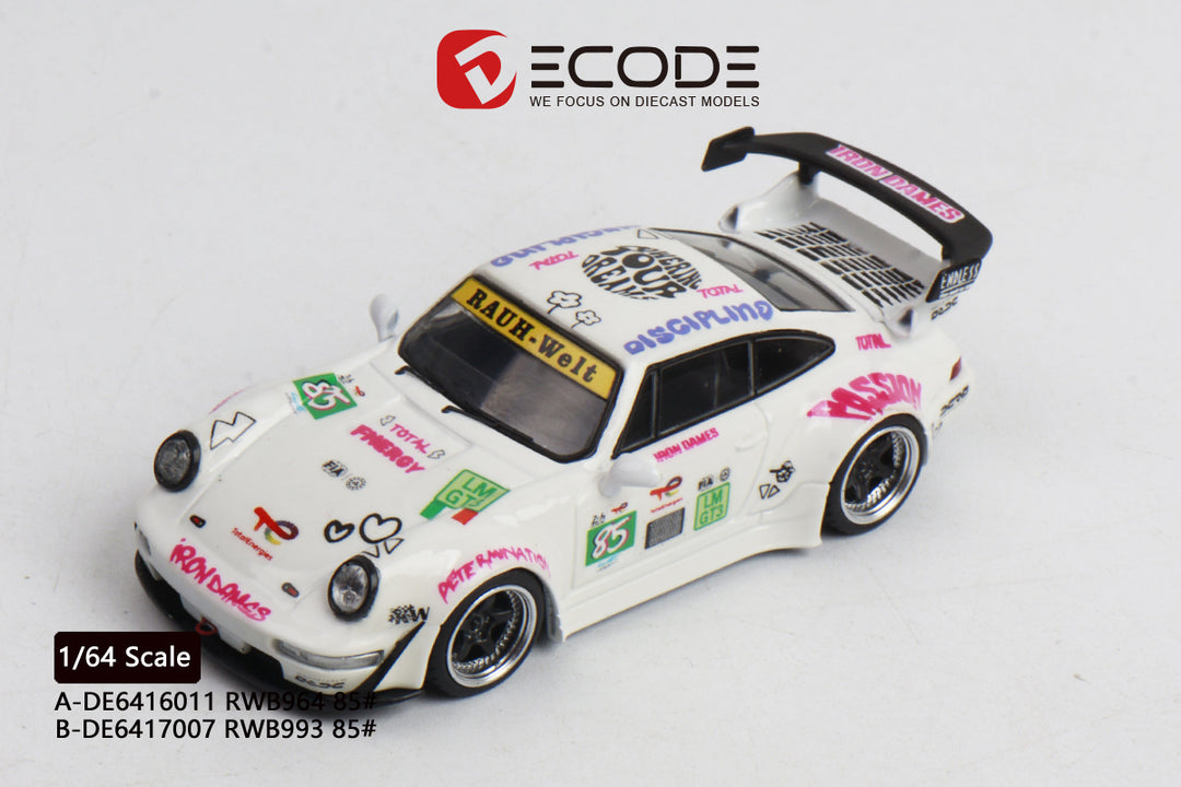 (Coming Soon) DECODE 1:64 Porsche 964 #85 Iron Dames Livery